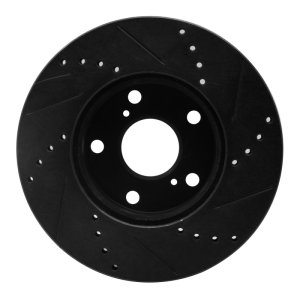 Toyota Tacoma Brake Rotor (1) - Front Left - R1 Concepts - Drilled & Slotted - Black - `05-`15